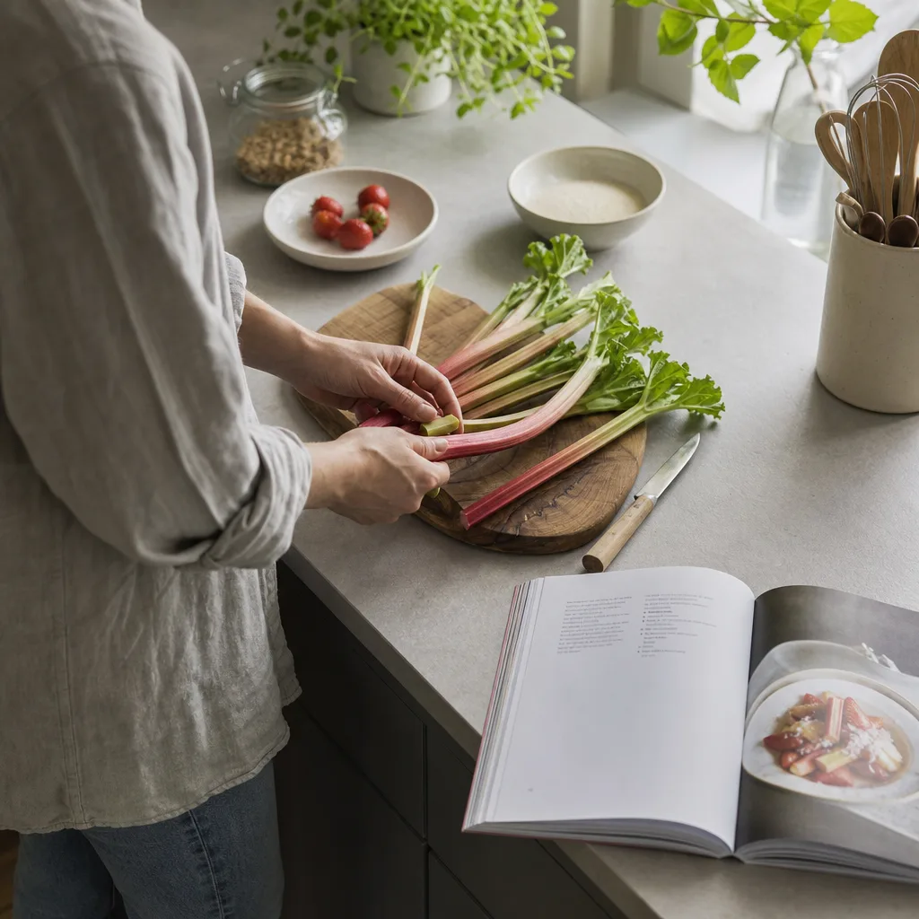 Färska råvaror och grönsaker upplagda på en köksbänk bredvid en uppslagen matkasse