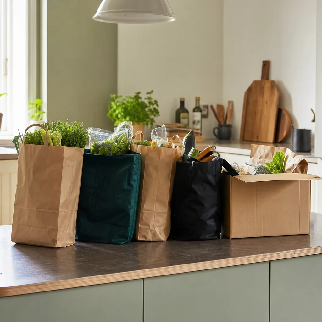 Flera olika matkassar uppställda som alternativ till HelloFresh