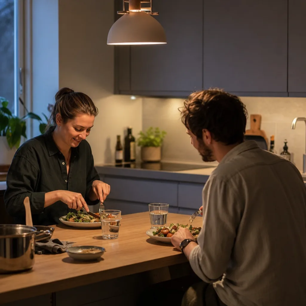 Kockförberedd middag från Matkomfort upplagd på tallrik med färdiglagad sås